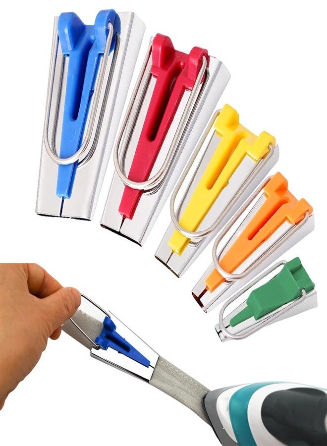 Fapiwen 5 Sizes Bias Tape Maker Set - 1/4", 3/8", 1/2", 3/4", 1", Fabric Bias Tape Maker Tool for DIY Sewing and Quilting, Quickly Customize Solidly Bias Binding Quilting Tools (5pcs) - Image 1